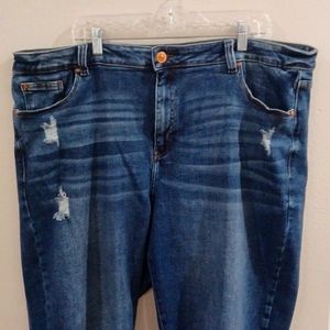 Molly and Isadora dark wash distressed navy Size 24 boyfriend jeans